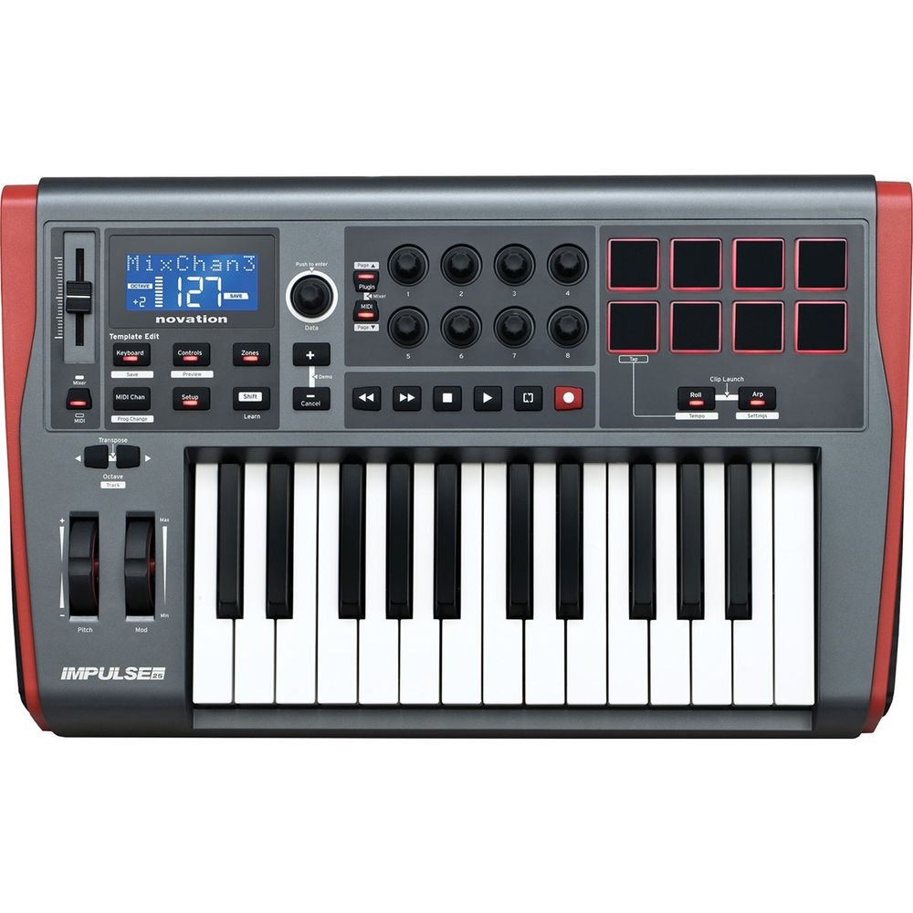 Teclado Controlador USB MIDI Impulse 25 Novation Ninja Musical 